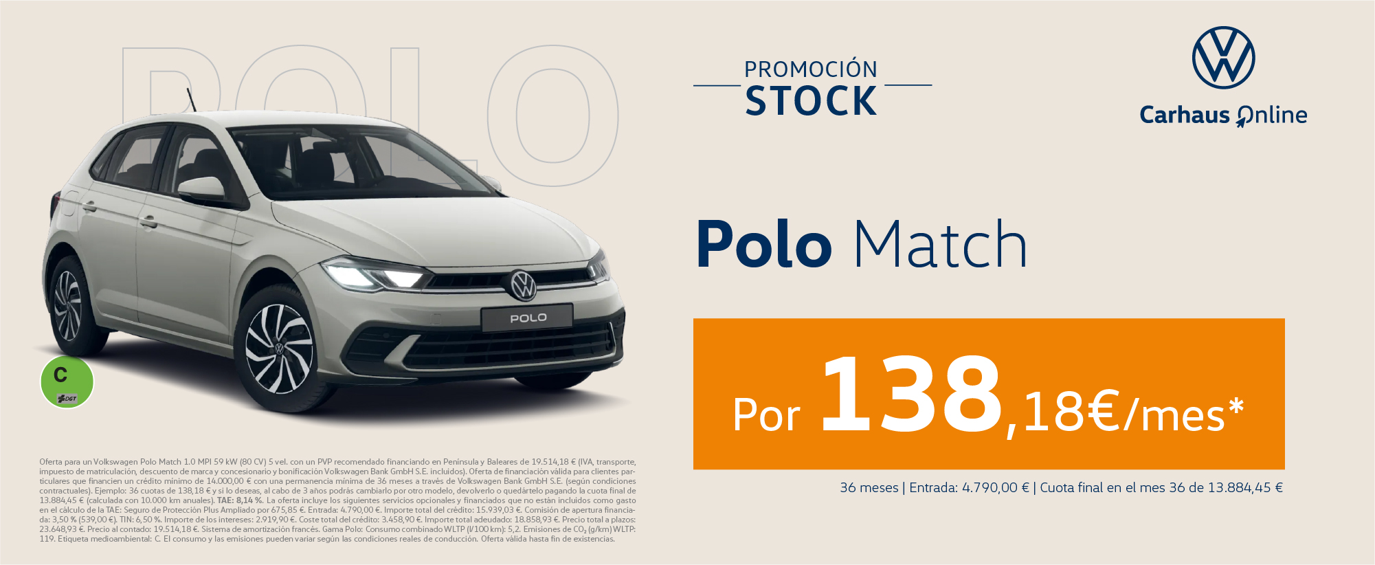 ¡Promoción! Polo Match TSI por 138€/mes*